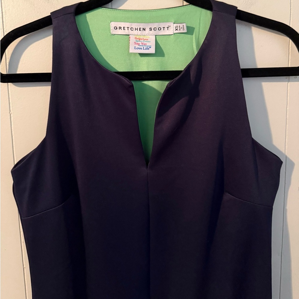 Gretchen‎ Scott Split V Navy Sleeveless Jersey Mini Dress, Size XS - Picture 2 of 7